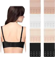 [Larrel] 8 PCS Women's Bra Extender, 4 Hooks 3 Rows Soft Elastic Bra Strap Extender Comfortable Adjustable Bras Band Extensions Bras Extensions Hooks Replacement (Black, White, Nude, Beige), Dark Skin
