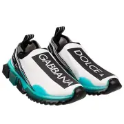 Dolce & Gabbana Slip-On Trainers Shoes Sorrento Logo White Blue Black 12669