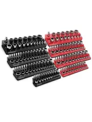8-Piece Magnetic Socket Organizer Set,1/2", 1/4" and 3/8" SAE & Metric Deep &...