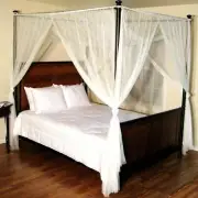White Four 4 Post Bed Canopy Netting Curtains Sheer Panel Fabric Corner ANY SIZE