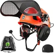 GREEN DEVIL Forestry Safety Helmet Arborist Helmet Chainsaw Hard Hat with Built-in Visor Mesh Face Shield Ear Muffs and Helmet Liner 5 in 1 System Logging Garden Work Hardhats Industrial ANSI Z89.1
