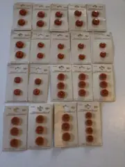 19 Cards(46) Vintage But New Rust Assortment Ok Buttons By Streamline