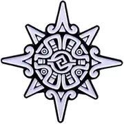 [Pinstant] Aztec Sun Symbol Solar Disk Mexica Cosmology Native American South Central Mythology Religion Star Ray Sigil Emblem 1.4" Enamel Pin Badge, 1.4 Inches, enamel, enamel