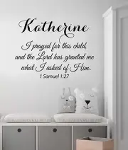 I Prayed For This Child Wall Decal Quote Girl Name Decal Nursery Decor Art KI158