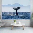 Blue Whale Tail Wall Tapestry for Bedroom Aesthetic, Nordic Minimalist 44"x60"