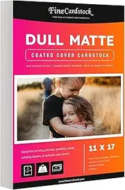 Dull 80lb Cover Digital Low Gloss Cardstock, Double Sided C2S, Coated, Perfect for Color Laser Printing, Design Proposals, Business Cards, Flyers, Brochures | Matte Finish | 11" x 17" | 50 Sheets
