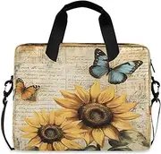 Quteprint Vintage Sunflowers Butterfly 15.6 Inch Laptop Bag Briefcase for Business, Water-Resistant Computer Bag Fits 14-16 Inch Notebook for Men Women, Office Travel Work Backpack, Multi, 40x7.5x30cm