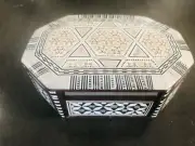 Vintage Egyptian Marquetry Mother of Pearl & Small Ring /trinket Jewelry Box