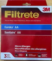 Filtrete ~ Eureka Style Type AA ~ 3 Vacuum Bags ~ Micro Allergen ~ Brand New