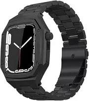 [RAYESS] Metal Strap For Apple Watch Band 45mm 44mm Stainless Steel Protective Case+Strap All-in-one kit For iWatch 8 7 6 5 4 SE 45mm 44mm