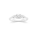 Silver Round Cz Graduated Trilogy Ring Size R in Clear