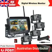 Digital Wireless 7" Monitor Splitscreen 4x Reversing Camera Kit DVR 12V 24V 120°
