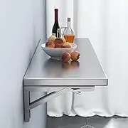 Exquisite 304 Stainless Steel Wall Mounted Folding Table Desk Space Saving Design Brushed Surface 50 * 30cm