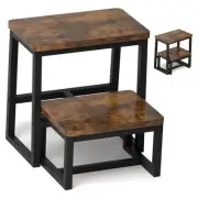 Step Stool for Adults & Kids,Holds up to 500Lb,3 in1 2-Step Stool（3 IN 1） Brown