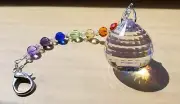Crystal suncatcher prism 40mm AB with crystal rainbow beads and silver clasp
