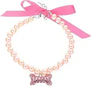 WEKAMOS Pet Pearl Necklace for Cats and Dogs Decorative Collar for Small Medium Pets Chic Party Neck Ornament Skin Friendly and Breathable Design