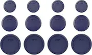 Pyrex (4) 7202-PC 1 Cup (4) 7200-PC 2 Cup (4) 7201-PC 4 Cup Blue Lids