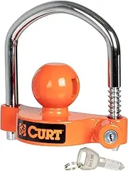 CURT 23090-KA Universal Trailer Coupler Lock, Bright Orange, Fits Couplers with 1-7/8", 2" or 2-5/16" Ball Diameter, Keyed Alike