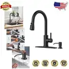 Lead-Free Stainless Steel Kitchen Faucet with Pull Down Sprayer & Soap Holder