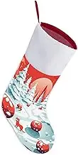 Red Snowball Christmas Stocking Soft Plush Large Xmas Stockings Fireplace Hanging Stockings 16.5 Inch Christmas Decorations for Family Holiday Xmas Party Decor