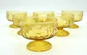 VINTAGE 6 anchor hocking honey gold lido stemware 7 oz sherbert glasses NOS (PH)