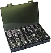 Lancoon Travel Pill Organiser Box Portable Large Capacity 7 Day Supply 28 Compartment Moisture Resistant Transparent Medicine for Medication/Vitamins/Fish Oils/Supplements