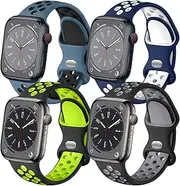 For Apple Watch Band 49mm 46mm 45mm 41mm 44mm 40mm 42mm 38mm Women Men, iWatch Band Silicone Sport Strap Bracelet for Apple Watch Ultra ultra2 Band Series 10 9 8 7 Series SE2 SE 6 5 4 3 2 1 Accessories,4 Pack