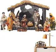 Nativity Scene Sets - Handcrafted Nativity Scene, Holy Family Crafts Statue Decor | Realistic Set of 12 Resin Tabletop Nativity Set, Home Living Room Church Decoration for Indoor Holiday