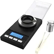 Eacam Digital Milligram Pocket Scale Mini Jewelry Gold Powder Weigh Scales with Calibration Weights Tweezers, Weighing Pans, LCD Display