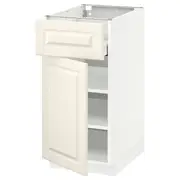 METOD / MAXIMERA base cabinet with drawer/door, white/Bodbyn off-white, 40x60x80 cm