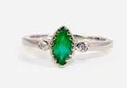 Natural Emerald 925 Sterling silver white gold rhodium Beautiful ring set