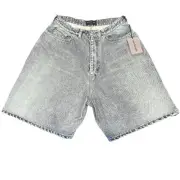 Balenciaga Unisex Blue Denim Print Baggy Shorts Size Small