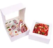 NPLUX 8x8x3 inch Bakery Boxes with Window Chocolate Strawberry Boxes for Pie ...