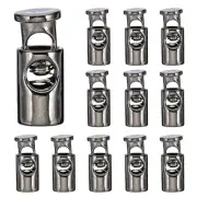 12pcs Cord Lock Plastic Spring Toggle Stopper Single Hole Cord Fastener, Black