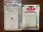 RCA 6 CONDUCTOR MODULAR WALL PHONE OUTLET & JACK TP6247WH & TP6267