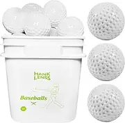 HANKLENSS 24 Pack Bucket of Dimpled Baseballs for Pitching Machine - Practice Balls for Hitting and Fielding, Rubber Baseballs for Hand-Eye Coordination