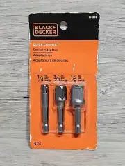 Socket Adaptor Set 3-Pc 1/4” 3/8” 1/2” Drill Driver Black & Decker 71-565