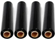 4 Rolls 500mm x 400m 25um Black Stretch Film Pallet Wrap Wrapping 4x BEST PRICE