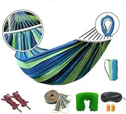 Leona Co Comfortable Garden Hammock Bed with Tree Straps for Hanging, Durable Hammock 1-2 Pax Portable Hammock with Travel Bag, Perfect for Camping Outdoor/Indoor Porch Backyard (Blue)