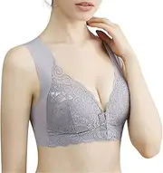 [Generic] Women Bras Plus Size Front Close Women Sports Bras Sexy Lace Front Buckle Yoga Bra Plus Size Workout Bra Tan Sports Bra