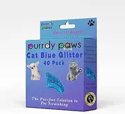 [Purrdy Paws] 40 Pack Soft Nail Caps for Cat Claws Blue Glitter Medium