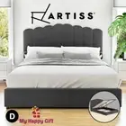 Artiss Bed Frame DOUBLE Size Gas Lift Mattress Base Storage Velvet Grey FION