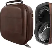 Geekria Shield Headphones Case Compatible with Sennheiser HD 550/505/599/598/560S/559/558/555/400 Pro, Replacement Hard Shell Travel Carrying Bag with Cable Storage (PU Brown)