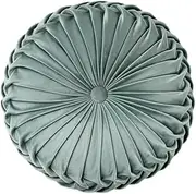 Round Throw Pillow Velvet Home Decoration Pleated Round Pillow Cushion for Couch Chair Bed Car (Green)
