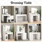Dressing Table Set Makeup Vanity Mirrored Drawers Storage Dresser Stool