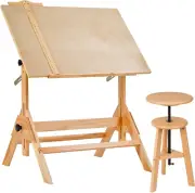 MEEDEN Drafting Table,Wood Drafting Stool,Artist Drawing Table Desk with Adju...