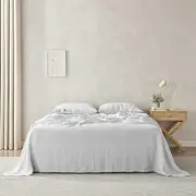 Natural Home Flax Linen Sheet Set Dark Pinstripe (Single,King Single,Double,Queen,King,Super King)