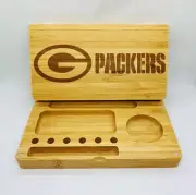 Green bay packers laser engraved Bamboo rolling tray magnet back flip style gift