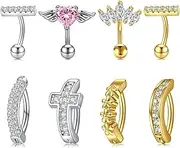 Longita Belly Button Ring Silver Gold Belly Button Rings Surgical Steel Belly Button Ring Clicker Belly Rings for Women Hypoallergenic Belly Piercing Jewelry Navel Ring for Women