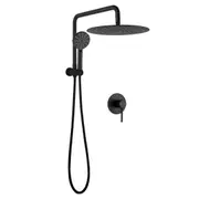 ACA Round 12'' Ultrathin Rainfall Shower Head Station 3-MODE Handheld Set Diverter Mixer Tap Black